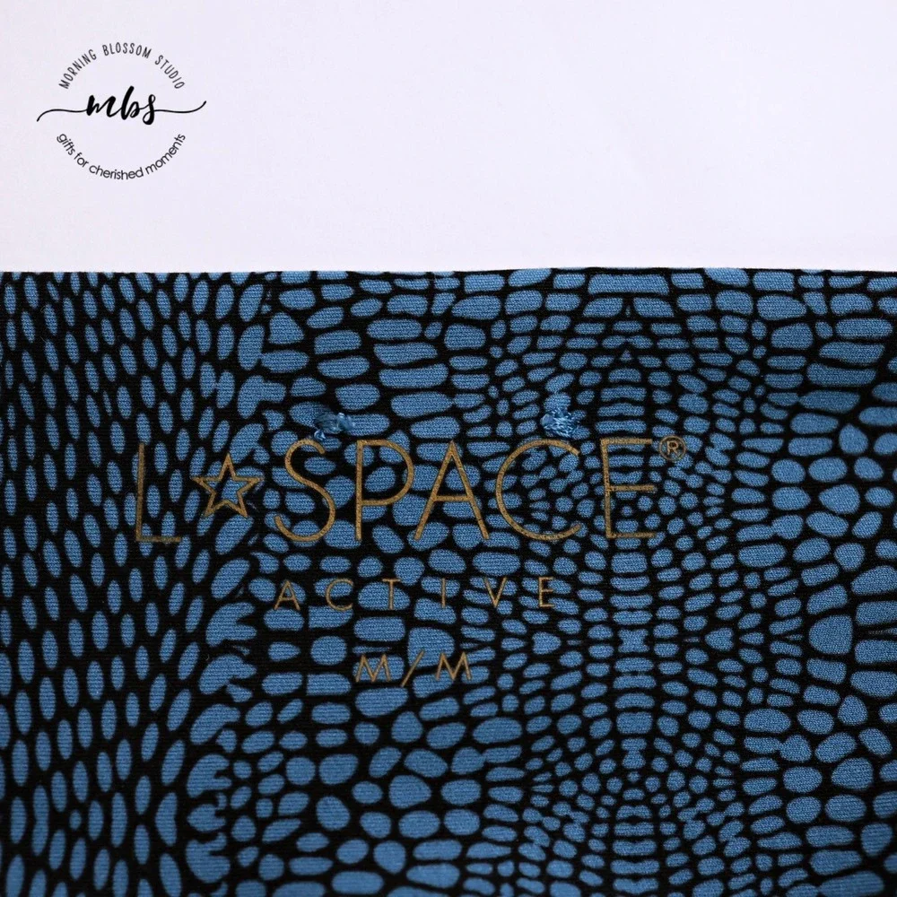 L*Space Carter High Waisted Snake Print Bike Shorts Blue Black Women‎ M